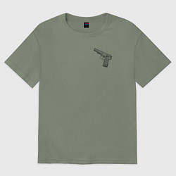 Футболка оверсайз женская Чертёж АПС Автоматический Пистолет Стечкина, цвет: авокадо