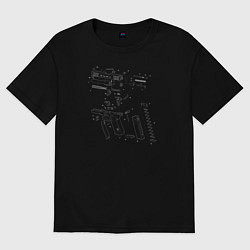 Футболка оверсайз женская Glock - взрыв схема, цвет: черный