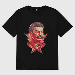 Футболка оверсайз женская Граффити Сталин, цвет: черный