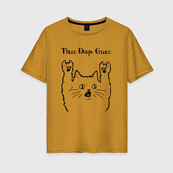 Футболка оверсайз женская Three Days Grace - rock cat, цвет: горчичный