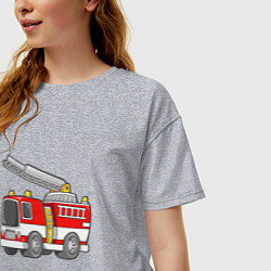 Футболка оверсайз женская Красная пожарная машина, цвет: меланж — фото 2