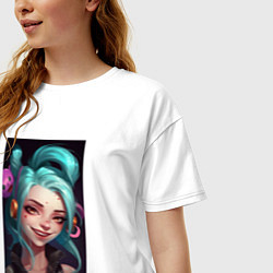 Футболка оверсайз женская Jinx art Arcane League of Legends, цвет: белый — фото 2