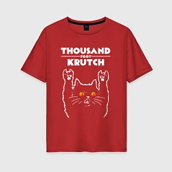 Футболка оверсайз женская Thousand Foot Krutch rock cat, цвет: красный