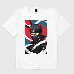 Футболка оверсайз женская Ниндзя - суровый взгляд - Япония, цвет: белый