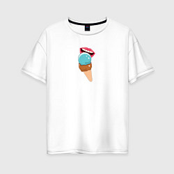 Футболка оверсайз женская Голубое и шоколадное мороженое, цвет: белый