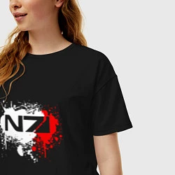 Футболка оверсайз женская Mass Effect N7 - shooter - logo, цвет: черный — фото 2