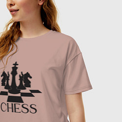 Футболка оверсайз женская Chess play, цвет: пыльно-розовый — фото 2