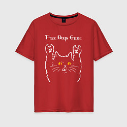 Футболка оверсайз женская Three Days Grace rock cat, цвет: красный