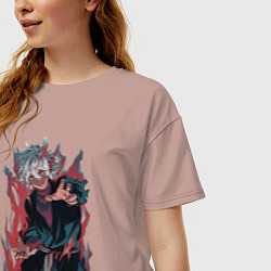 Футболка оверсайз женская Огненный Габимару, цвет: пыльно-розовый — фото 2