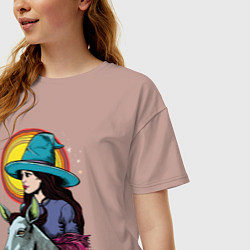 Футболка оверсайз женская Ведьма и осел comic style, цвет: пыльно-розовый — фото 2