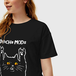 Футболка оверсайз женская Depeche Mode rock cat, цвет: черный — фото 2