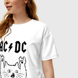 Футболка оверсайз женская AC DC - rock cat, цвет: белый — фото 2