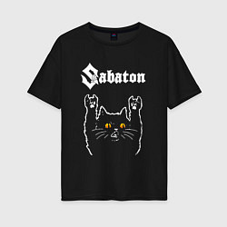 Женская футболка оверсайз Sabaton rock cat