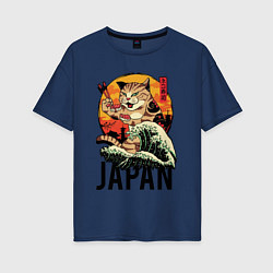 Женская футболка оверсайз Japan sushi cat