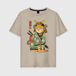 Женская футболка оверсайз Samurai battle cat