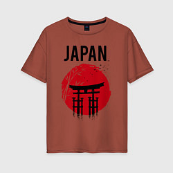 Женская футболка оверсайз Japan red sun