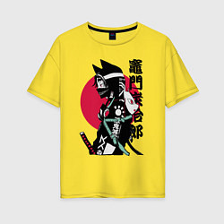 Женская футболка оверсайз Samurai cat women