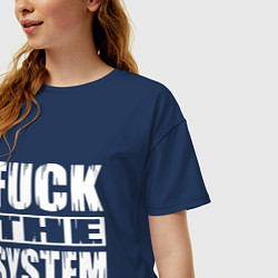 Футболка оверсайз женская SoD - f**k the system, цвет: тёмно-синий — фото 2