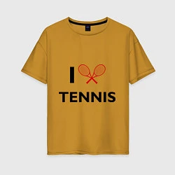 Футболка оверсайз женская I Love Tennis, цвет: горчичный