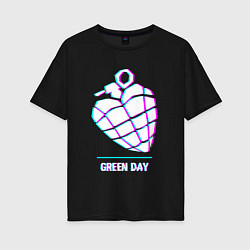 Футболка оверсайз женская Green Day glitch rock, цвет: черный