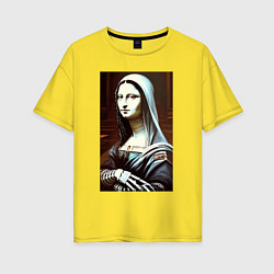 Футболка оверсайз женская Mona Lisa from Elm street - horror, цвет: желтый