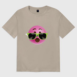 Женская футболка оверсайз Розовый смайлик в очках