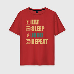 Женская футболка оверсайз Eat sleep judo