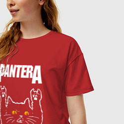 Футболка оверсайз женская Pantera rock cat, цвет: красный — фото 2