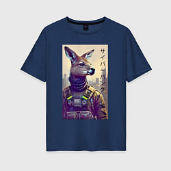 Женская футболка оверсайз Kangaroo - cyberpunk - neural network