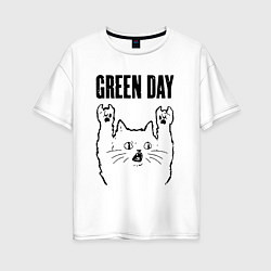 Женская футболка оверсайз Green Day - rock cat