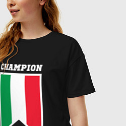 Футболка оверсайз женская Италия чемпион, цвет: черный — фото 2