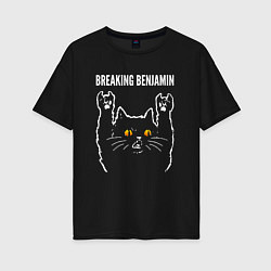 Футболка оверсайз женская Breaking Benjamin rock cat, цвет: черный