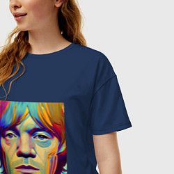 Футболка оверсайз женская Brian Jones Digital Portret, цвет: тёмно-синий — фото 2