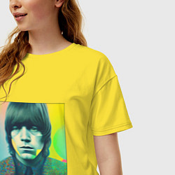 Футболка оверсайз женская Brian Jones Pop Glitch Art, цвет: желтый — фото 2