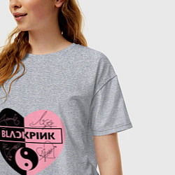 Футболка оверсайз женская Blackpink сердце, цвет: меланж — фото 2