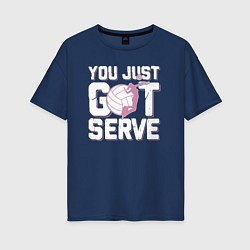 Футболка оверсайз женская Just got serve, цвет: тёмно-синий