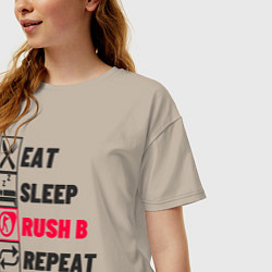 Футболка оверсайз женская Eat sleep rush b repeat, цвет: миндальный — фото 2