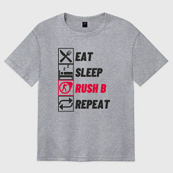 Футболка оверсайз женская Eat sleep rush b repeat, цвет: меланж