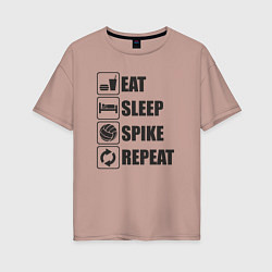 Женская футболка оверсайз Eat sleep spike