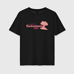 Футболка оверсайз женская Barbenheimer or Oppenbarbie meme, цвет: черный