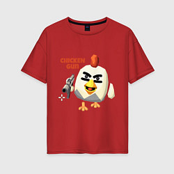 Женская футболка оверсайз Chicken Gun злой