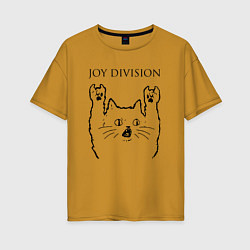 Футболка оверсайз женская Joy Division - rock cat, цвет: горчичный