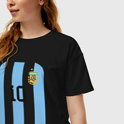 Футболка оверсайз женская Месси сборная Аргентины ЧМ 2022, цвет: черный — фото 2