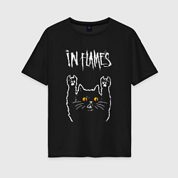 Футболка оверсайз женская In Flames rock cat, цвет: черный