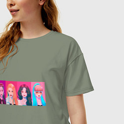 Футболка оверсайз женская Портреты Black pink, цвет: авокадо — фото 2