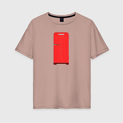 Женская футболка оверсайз Ретро холодильник Юрюзань красный