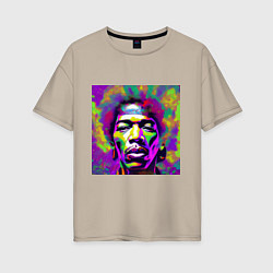 Женская футболка оверсайз Jimi Hendrix in color Glitch Art