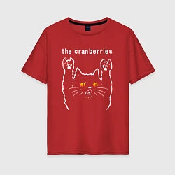 Футболка оверсайз женская The Cranberries rock cat, цвет: красный