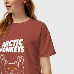 Футболка оверсайз женская Arctic Monkeys rock cat, цвет: кирпичный — фото 2