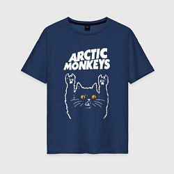 Футболка оверсайз женская Arctic Monkeys rock cat, цвет: тёмно-синий